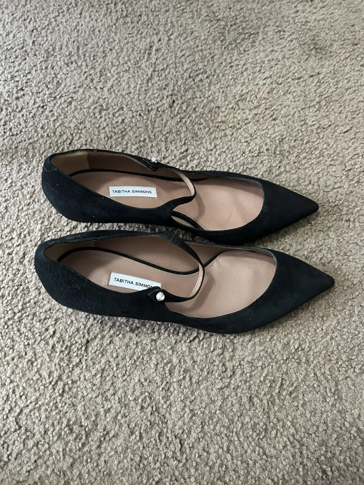 Tabitha Simmons Hermione бархатный носок Mary Jane плоскостях в черный котенок каблук - Изображение 2 из 4