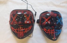 Halloween LED Glow Mask Lot Of 2 EL Wire Light Up The Purge Movie Costume