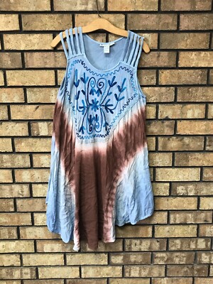 Bohemian Cute Options Blue Tie Dye Dyed Embroidered Boho