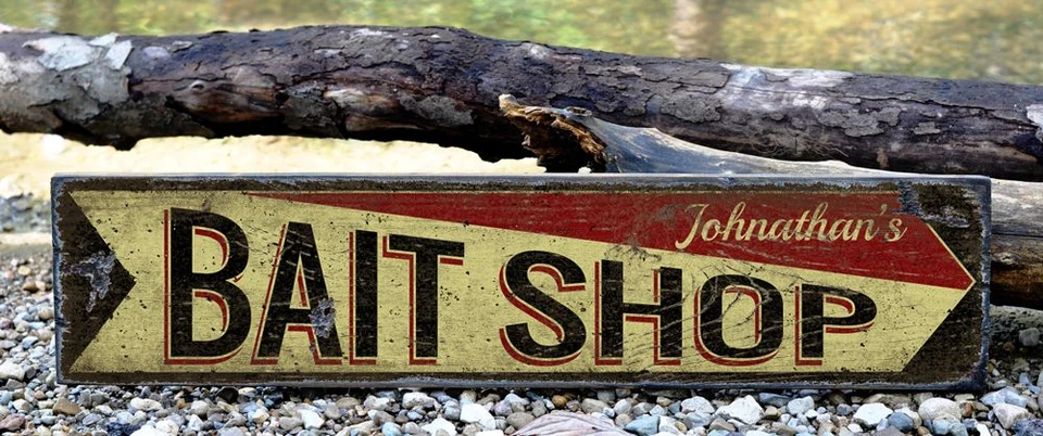 Custom Lake House Bait Shop Sign - Rustic Hand Made Vintage Wooden - Image 2 of 2