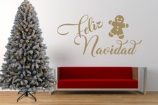 Feliz Navidad Quote Gingebread Man Vinyl Wall Art Sticker Decal Mirror Christmas