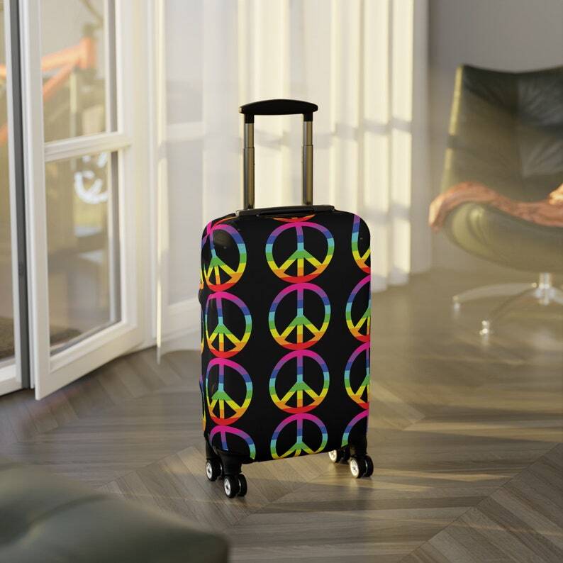 Rainbow Peace Luggage Cover, Rainbow Peace Luggage Protector