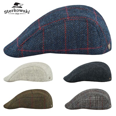 Sterkowski NORTE Harris Tweed Klassische Schiebermütze Winter Berg Ohrenklappe