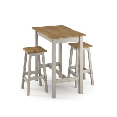 Corona Grey Live Edge Large Rectangular High Breakfast Bar Table & Bar Stool Set - Picture 2 of 6