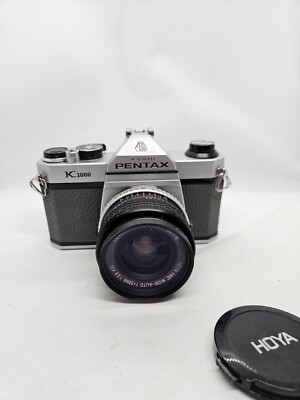Asahi Pentax K1000 SLR with Hoya 28mm Lens Grey Leather