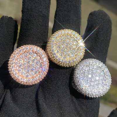 Hip Hop Casting Round Rings Real Gold Plated Full 5A Cubic Zircon Couple Jewelry
