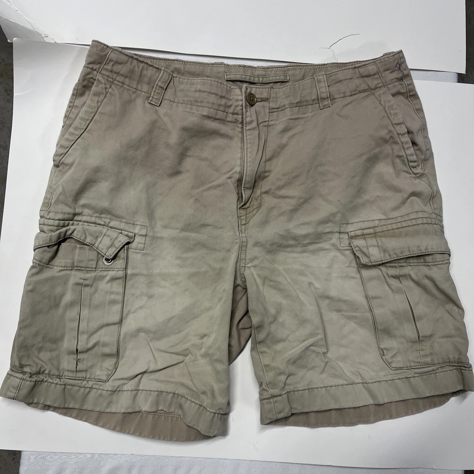 Vintage Nautica Rip-Stop Khaki Cargo Shorts Men’s 36x 10" Classic Fit Beige