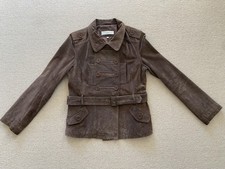 Edina Ronay London Vintage Chic Suede  Belted Jacket Size 14 Chocolate Brown