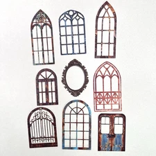 Rusty Window Door Die Cut Stickers Junk Journal Collage *See Description*