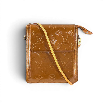 Auth Louis Vuitton Monogram Vernis Motte Bronze Patent Shoulder Mini Bag M51311