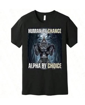 Cotton T-Shirt, Men's Werewolf Illustration  HUMAN BY CHANCE ALPHa By Choice  S