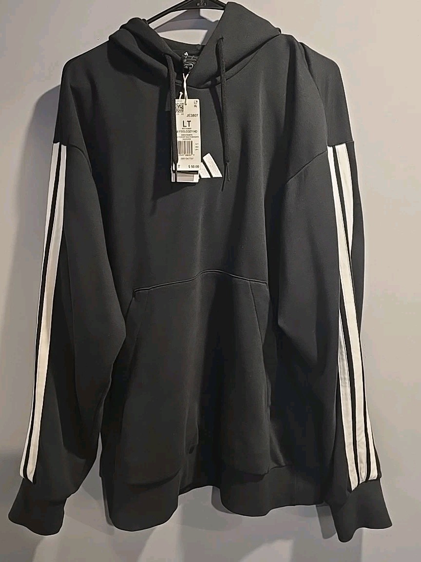 **NEW** adidas Mens Essentials 3-Stripes Pullover Hoodie, LARGE-TALL, JD1874 thumbnail 5