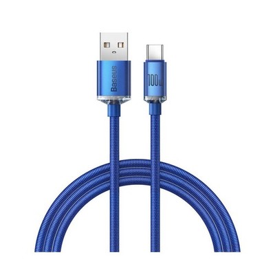 Baseus, USB-C / USB-A Kabel 100W Crystal Shine 1,2m Ladung & Sync, Blau