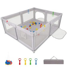 Portable Baby Play Yard - 73"x61.5"x27", Breathable Mesh, 50 Ocean Balls  Carry