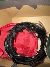 Bon Marche Box With 3 Vtg Hats. Red Felt, Black With Mink  Black Feathered.