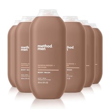Method men's Body Wash, Sandalwood Vetiver - 4.67 Fl Oz Pack of 6 , Clear
