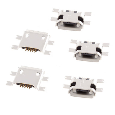 5 Pcs Mini Micro USB Type B Female Solder Plug Socket 180 Degree 5-Pin
