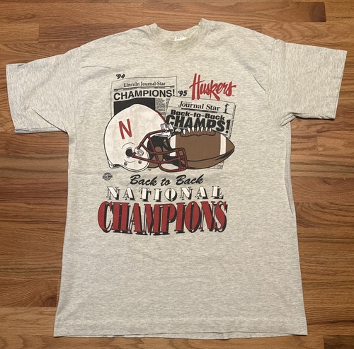 VTG 1995 Nebraska Huskers Back To Back National Champions Single Stitch Size LG
