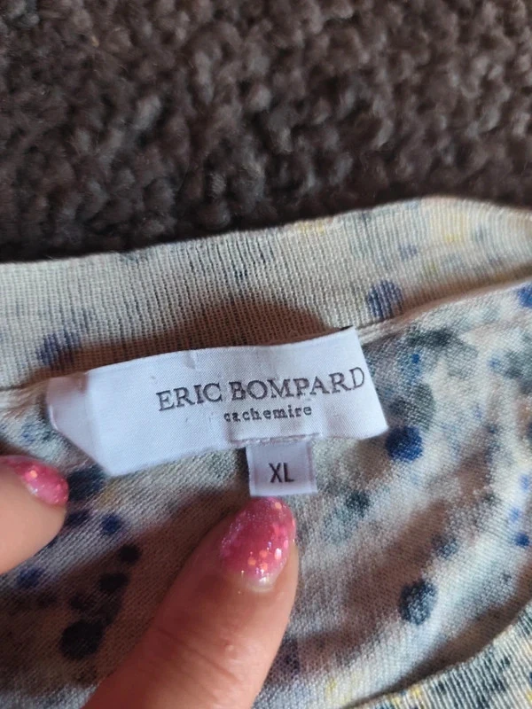 T-shirt en maille fine de cachemire Éric Bompard Motif fleuri Taille XL - Photo 4/4