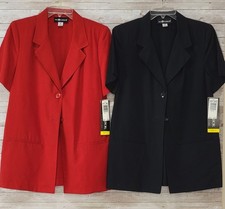 2 New Vintage Sag Harbor SS Blazer Jacket Sz 8 Shoulder Pads Red Black Classic