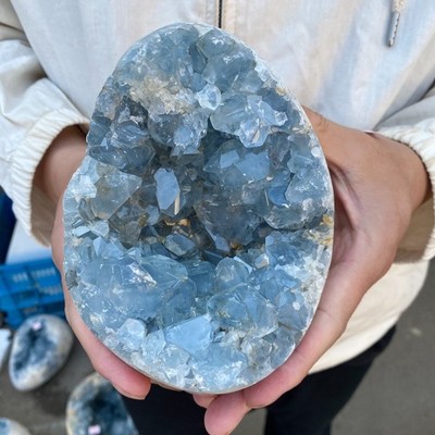 3.6lb Natural Blue Celestite Geode Quartz Crystal Mineral Specimen Healing