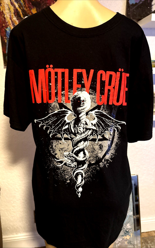 Global Motley Crue Shirt Men Sz L Black Red Dr Feelgood Crew Band Concert Tee y2