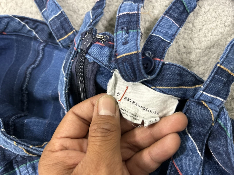 Mono Anthropologie para mujer talla 6 azul a rayas pierna ancha sin mangas Foto 3 de 4