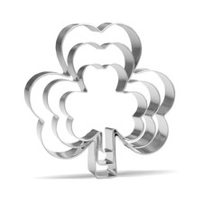 Shamrocks Cookie Cutter Set 4.4", 3.4", 2.5" Cutter, Silver