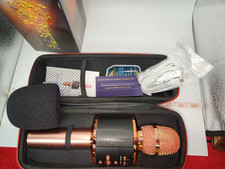 Bonaok Karaoke Microphone Black Light Up Color Wireless HiFi Speaker Record USB