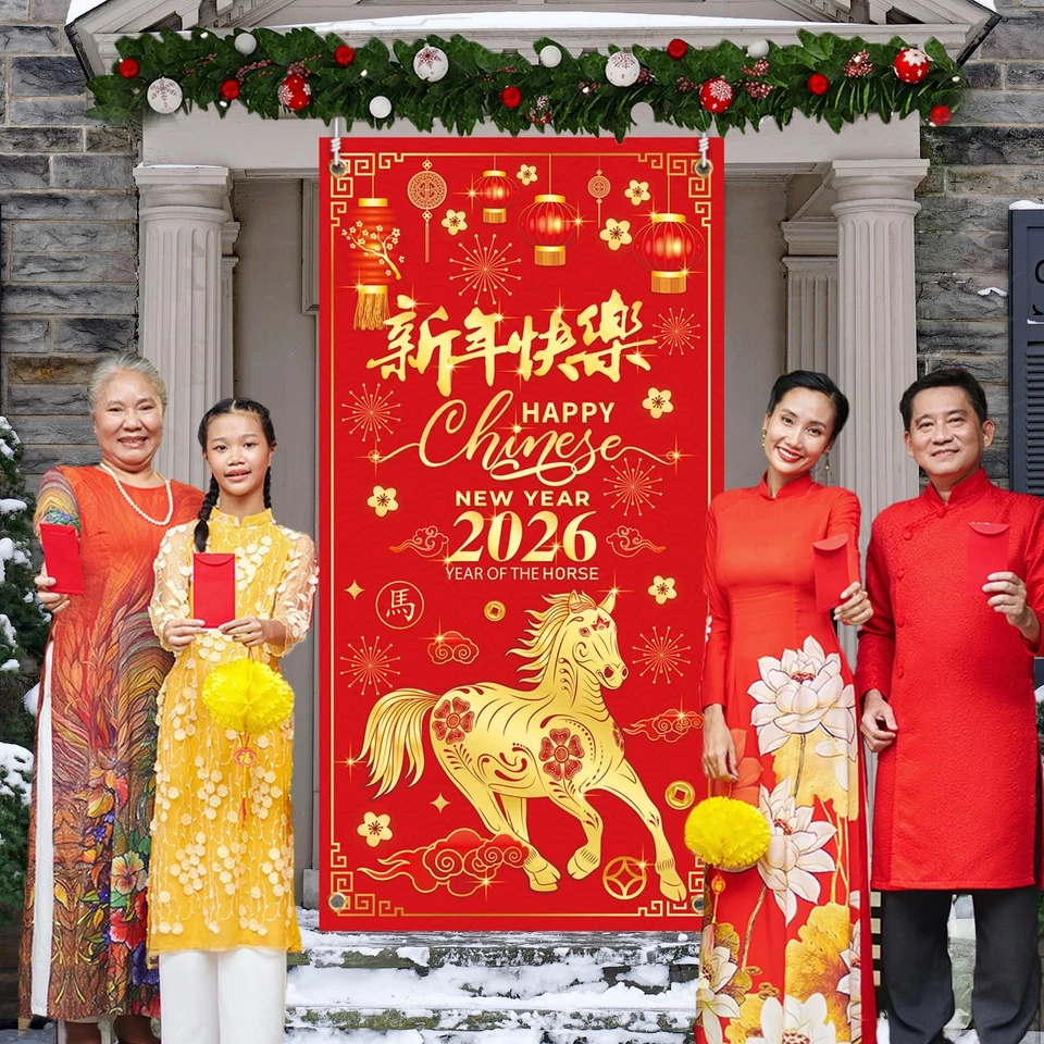 Decoración Año Nuevo Chino 2026 Año Nuevo Chino Cubierta de Puerta, El Año del... Foto 3 de 4