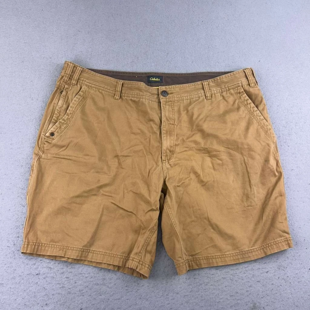 Cabelas Shorts Mens 44 Regular Brown Cotton Blend Flat Front Chino