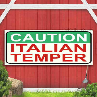 Caution Italian Temper Indoor Outdoor Banner Sign with grommets