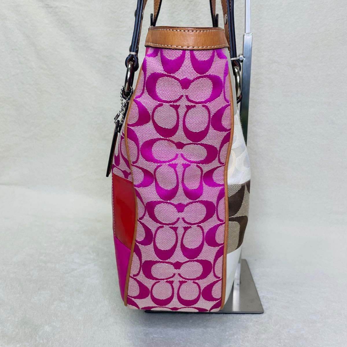 COACH Patchwork Tote Bag Signature Multicolor Can… - image 4