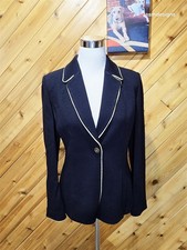 St John Collection Black with Gold Trim 1 Button Blazer Jacket 4