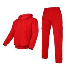 Men's Tracksuit Sets Outfit Activewear Full Zip Fleece Hoodie Jacket Large Red
