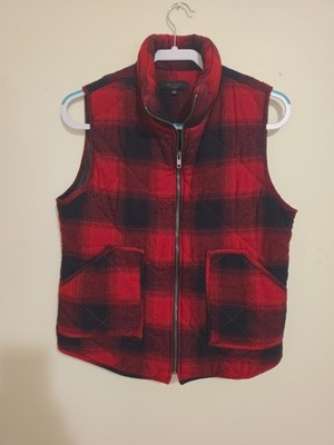 Womens Size L Be Cool Los Angeles Black/Red Plaid Puffy Vest