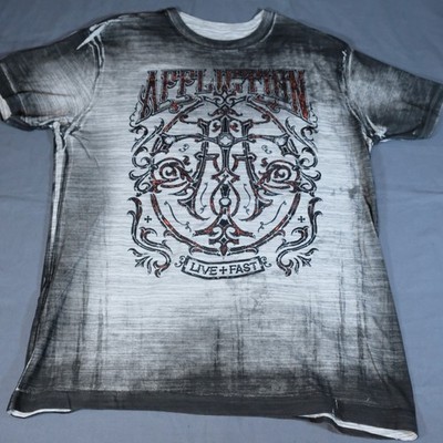 Affliction Live Fast Gray Graphic Tee Short Sleeve Men's T-shirt Size XL
