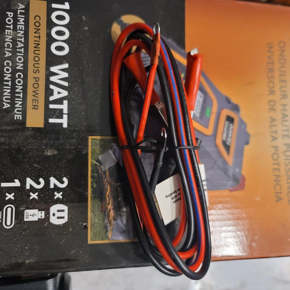 OPEN BOXDURACELL HIGH POWER 1000 W INVERTER. NEW. FREE SHIPPING.  HAS LENS TAPE. - Image 3 of 3
