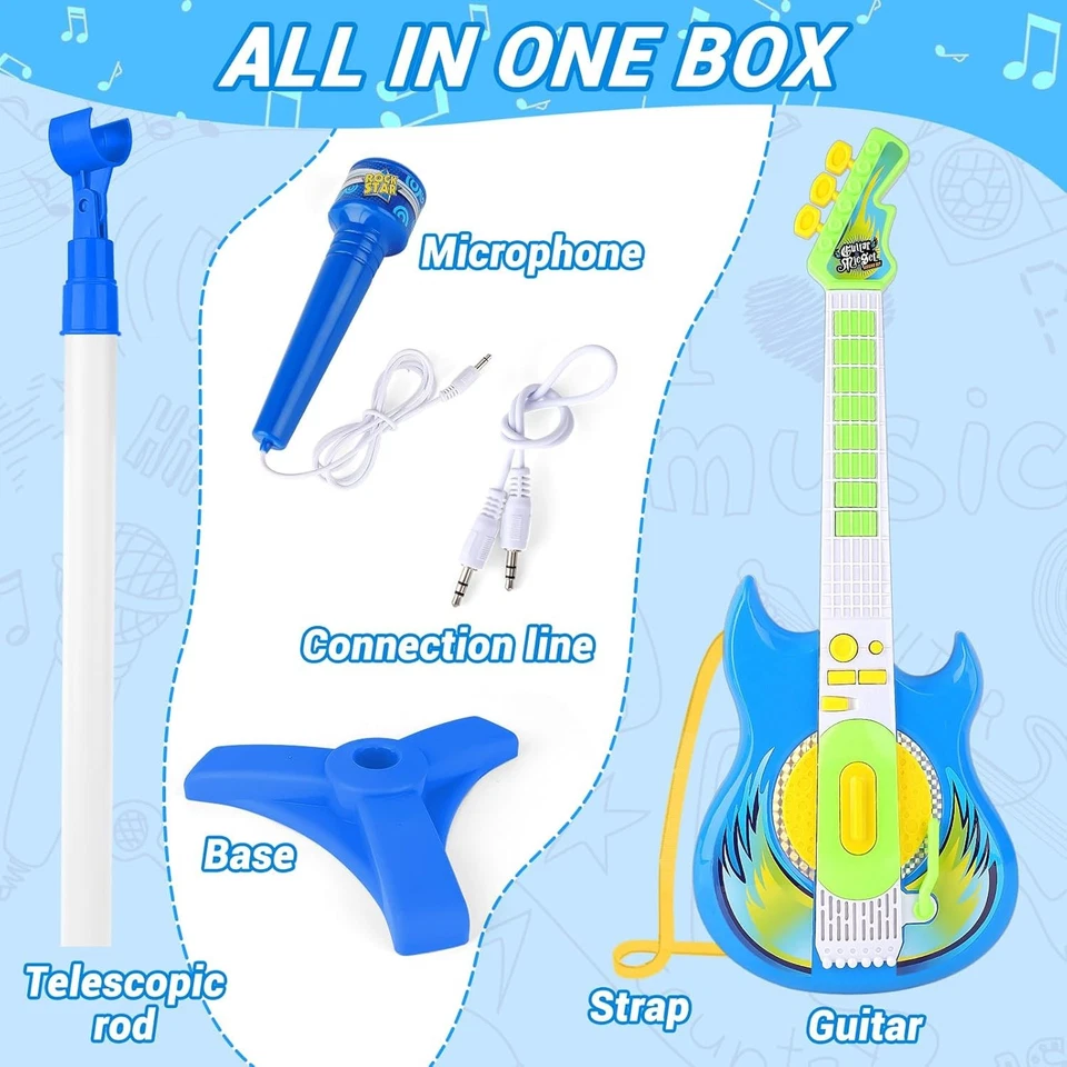 Guitarra flash para niños de 23 pulgadas instrumento musical para niños pequeños con micrófono Foto 3 de 4