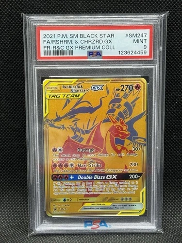 Pokemon TCG 2021 Reshiram & Charizard Tag Team GX SM247 Black Star Promo PSA 9