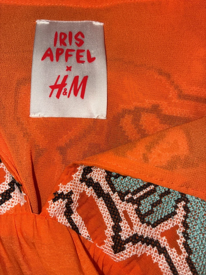 Vestido Iris Apfel x H&M para mujer Emily Paris túnica naranja con volantes bordada talla M  Foto 2 de 4