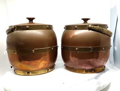 Paar Vintage Linton Kupfer und Messing Eis/Keksfässer