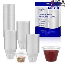 Disposable Medicine Cups 100 Pack Graduated Liquid Measuring Dosing Cups New