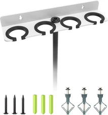 4-Slot White Multi Microphone Holder for Wired and Wireless Mics, Hold up to 4 M