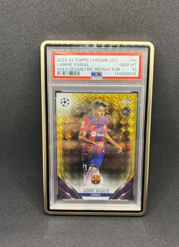 Lamine Yamal [Geometric Gold Refractor] #64 2023 Topps Chrome UEFA Club card