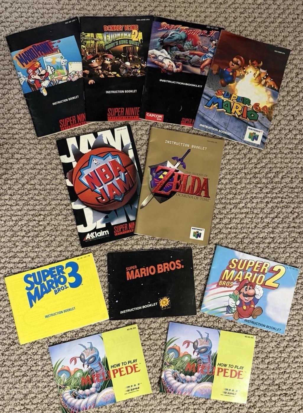 11 Nintendo Instruction Booklets Mario/NBA Jam/Zelda/Donkey Kong/Street Fighter