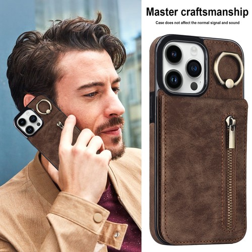 Para iPhone 11 12 13 14 15 16 Pro Max Anillo Soporte Billetera Tarjeta Cuero Estuche Cubierta - Imagen 68 de 78