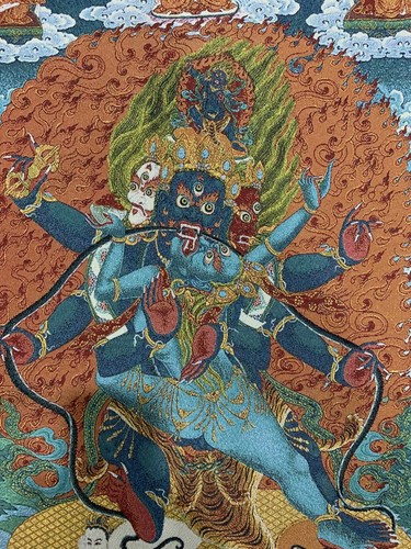 Murale 36 pollici Xizang seta tibetana Mahakala Buddha arrabbiato Thangka - Foto 2 di 6
