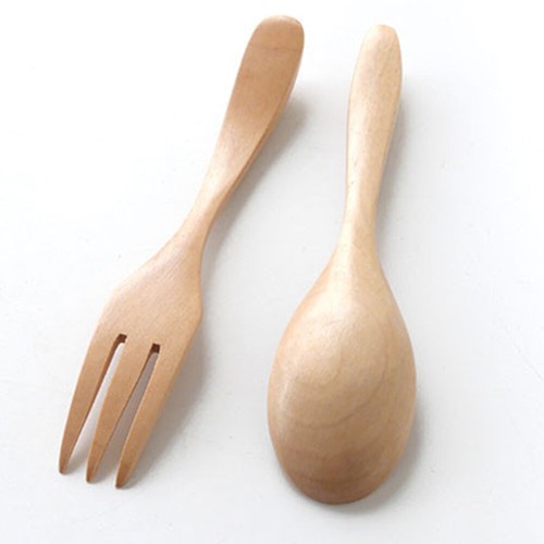 Wooden Set Fork and Spoon for Camping Travel Picnic Office or Home - Picture 11 of 11