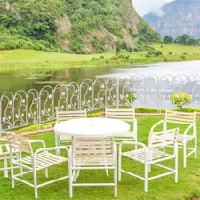 Garden Fence 5 Panels Metal Picket Border Outdoor Lawn Flower Edging Decorative